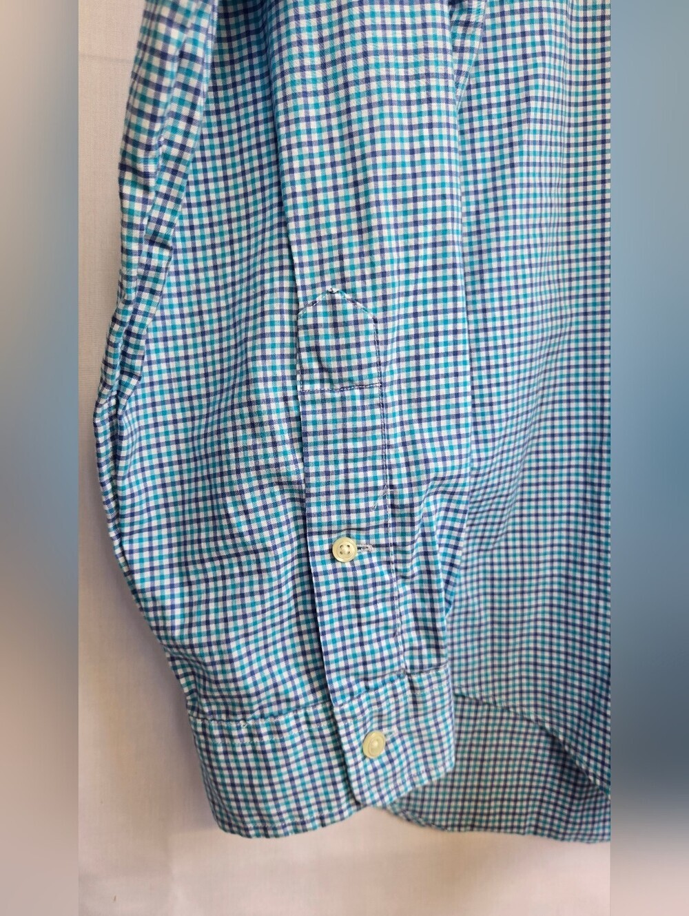 Ralph Lauren Navy,Teal & White Micro Checked LS Button Down Dress Shirt-Size L - Picture 6 of 7